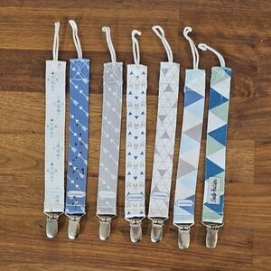 Baby Pacifier Clips - Blue, Gray, Green